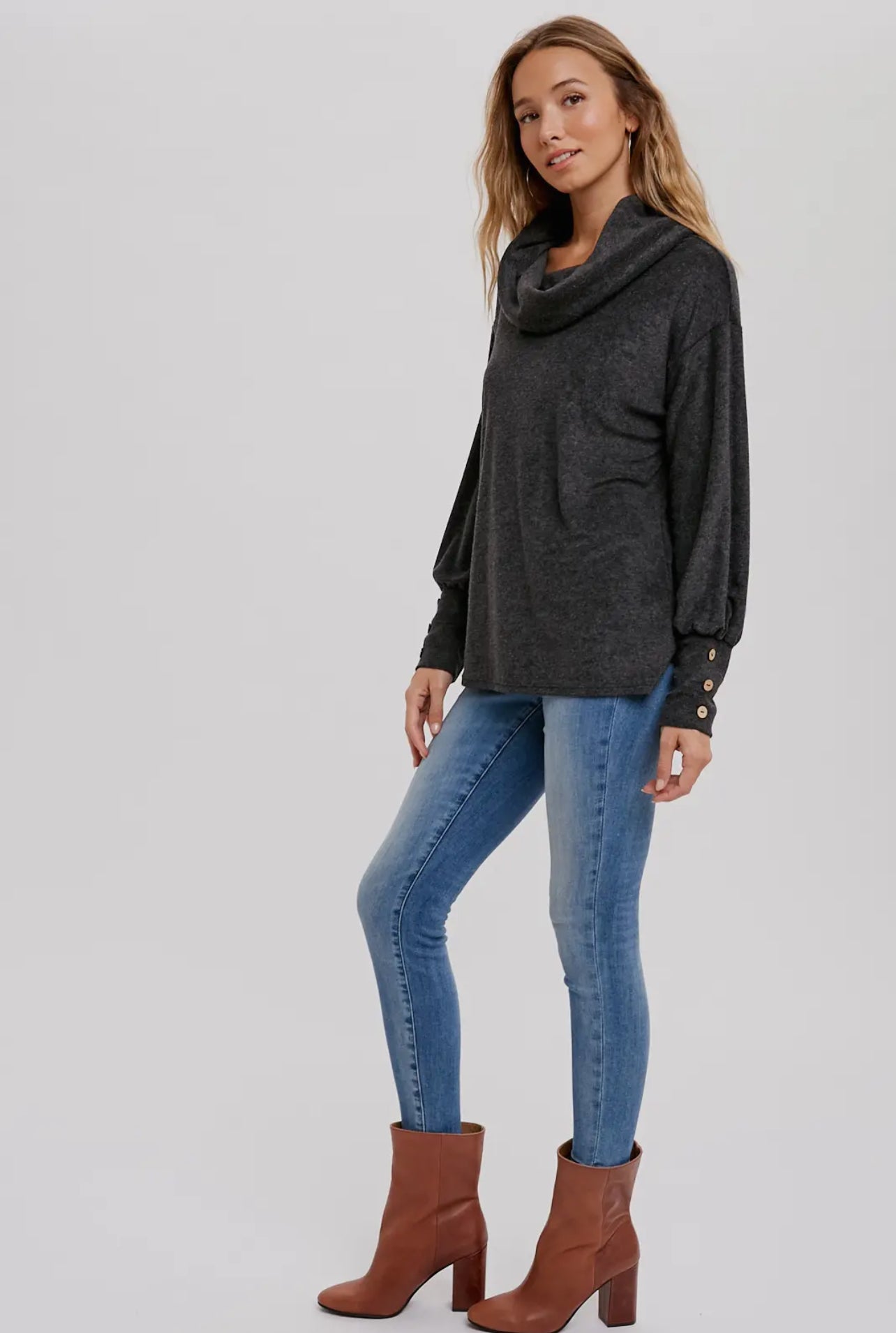 Terry Cowl Neck Pullover
