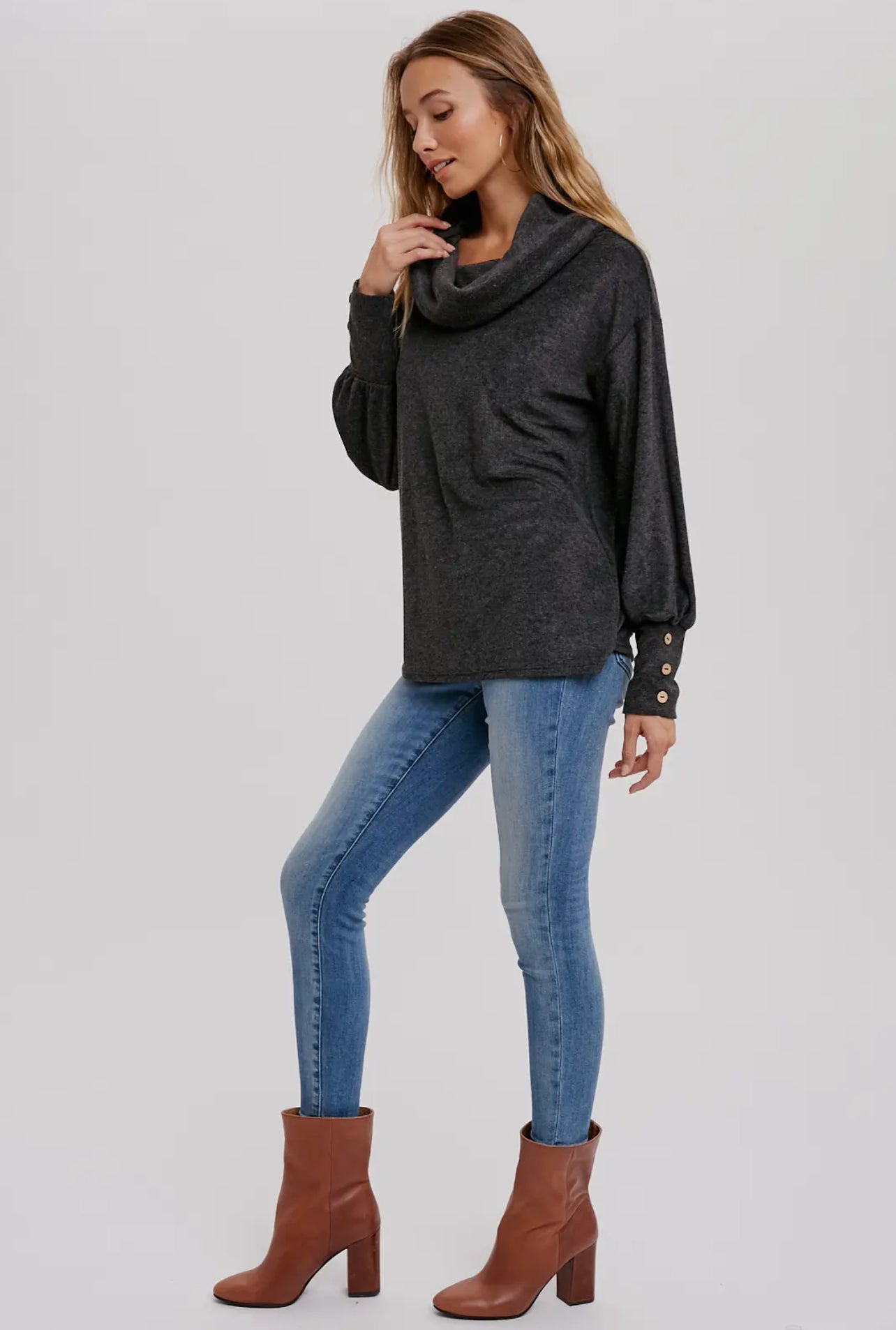 Terry Cowl Neck Pullover