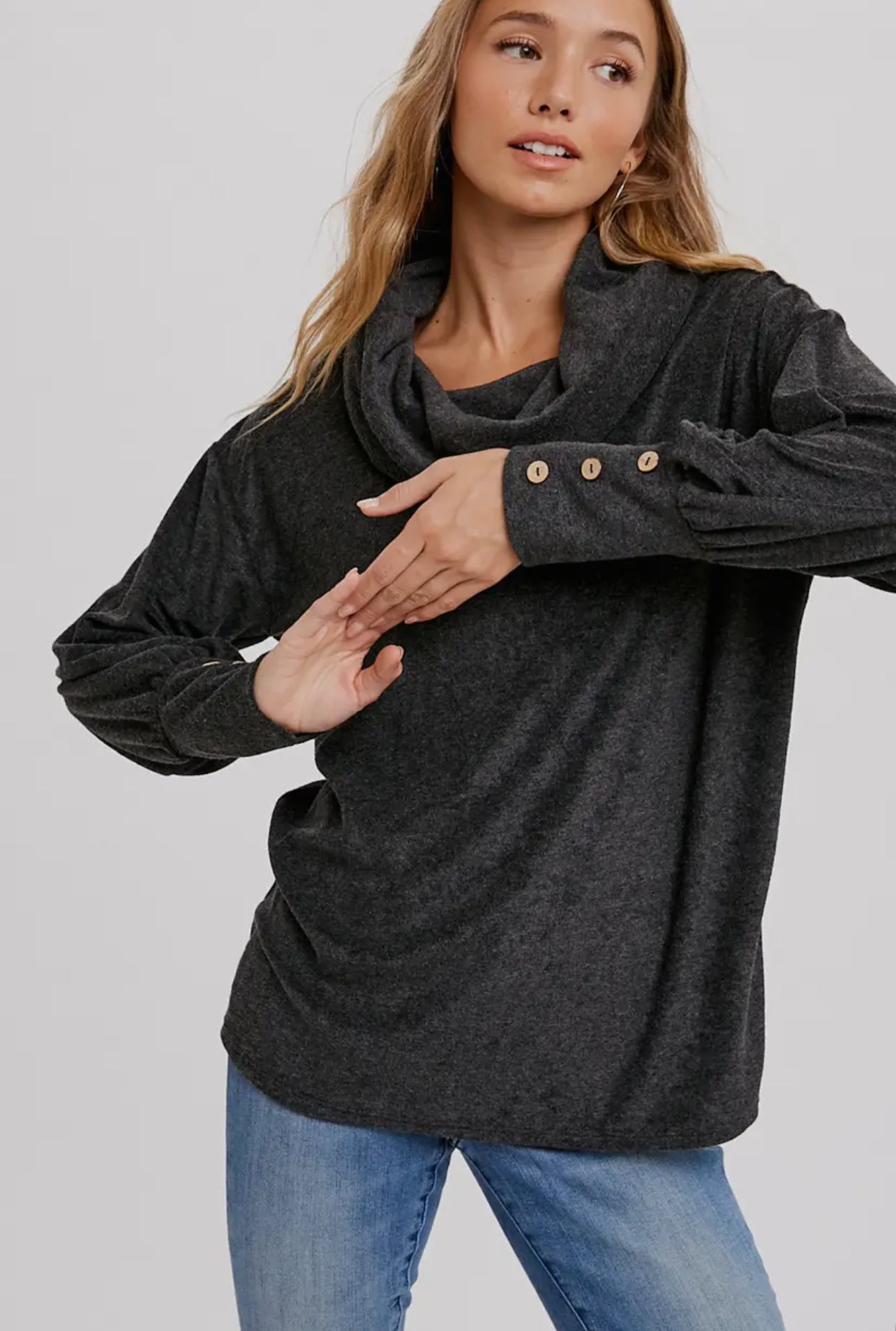 Terry Cowl Neck Pullover