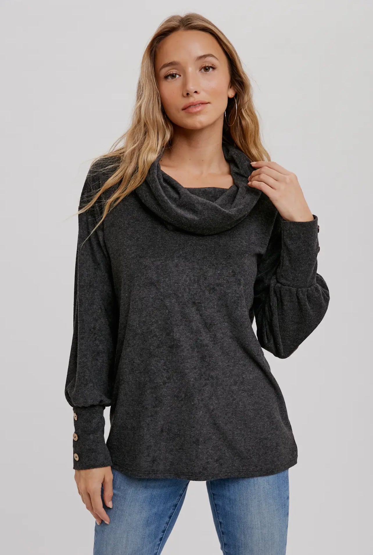 Terry Cowl Neck Pullover