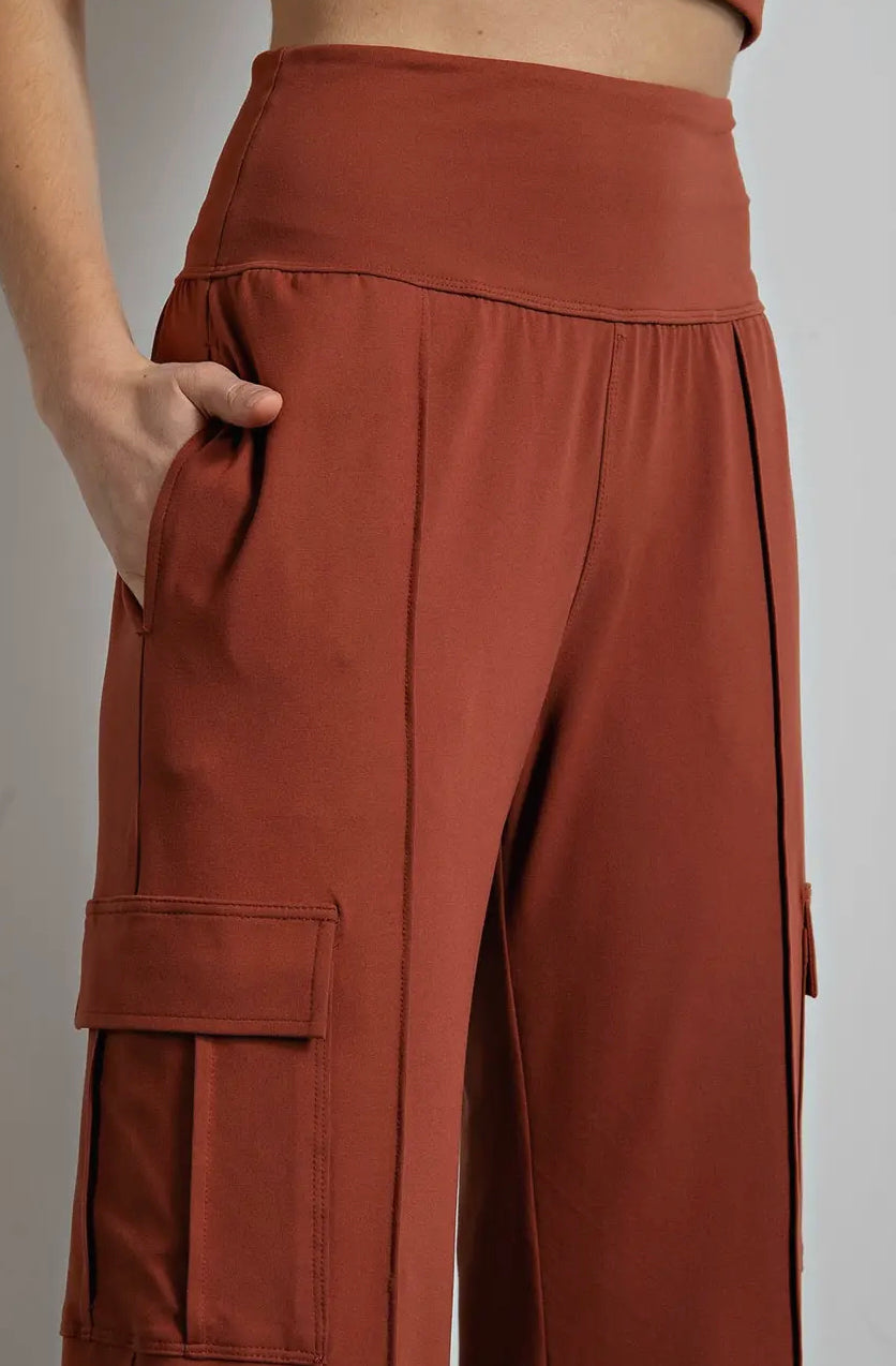 Butter Soft Straight Leg Terracotta Cargo Pants