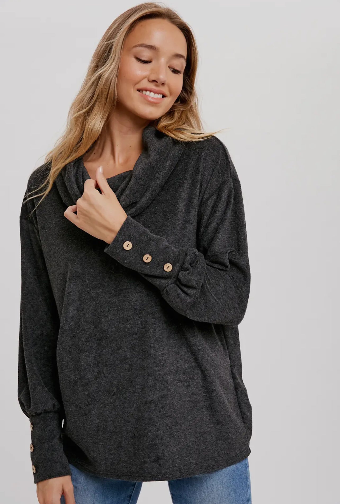 Terry Cowl Neck Pullover