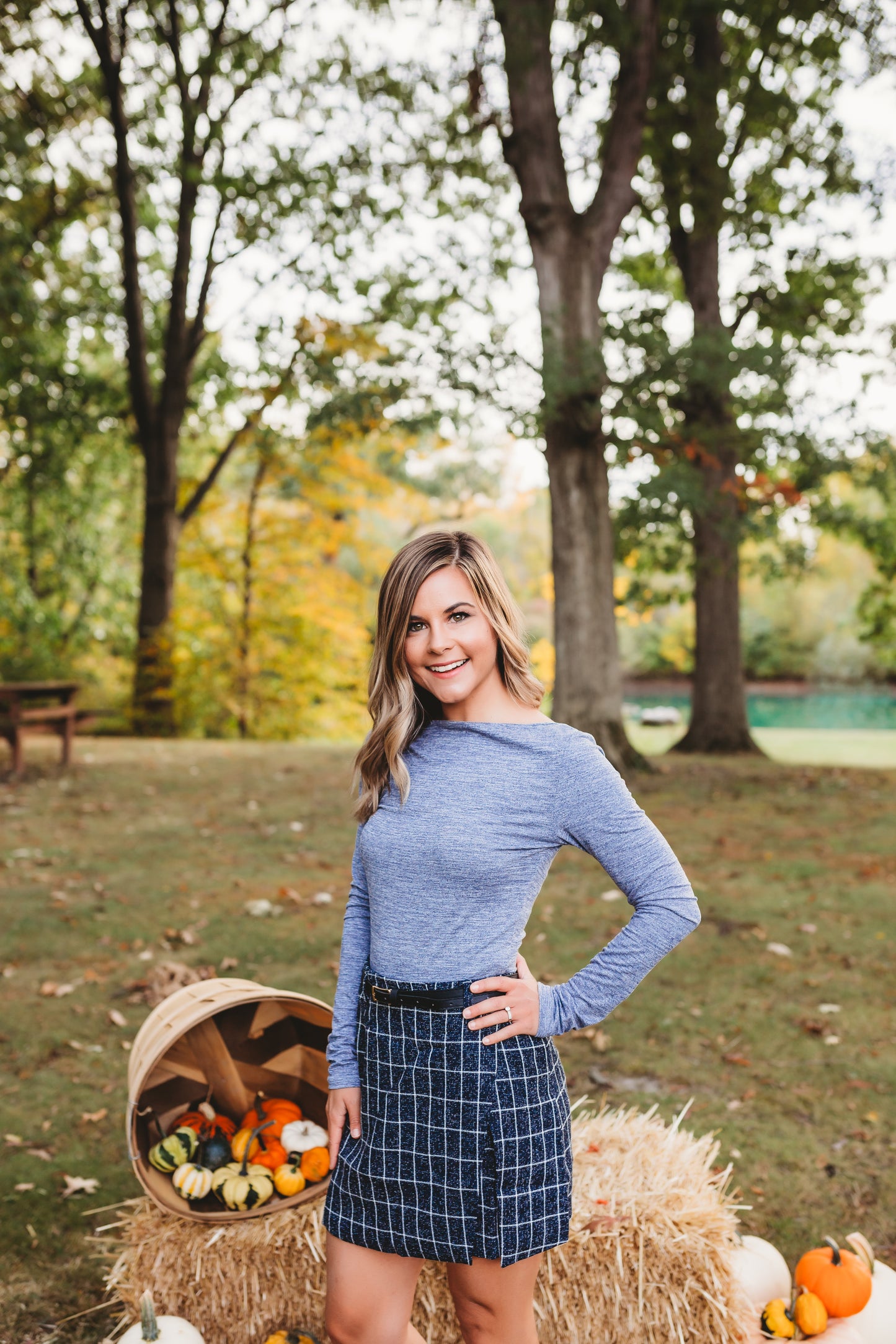 Navy Belted Mini Skirt