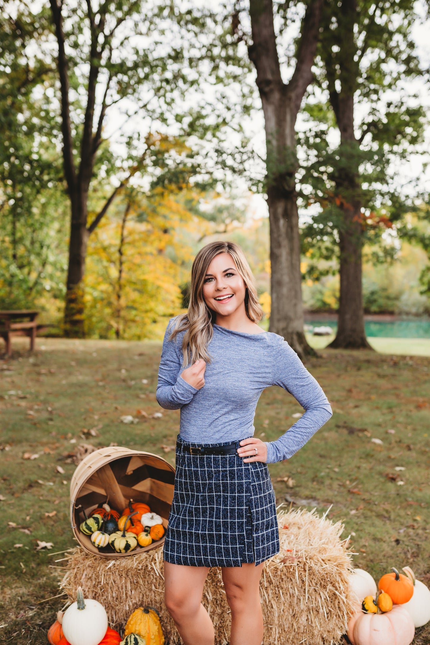 Navy Belted Mini Skirt