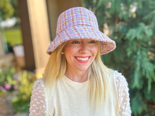 Sophie Purple Tweed Bucket Hat