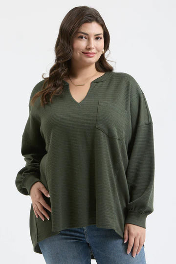 Dark Olive Patchwork Top