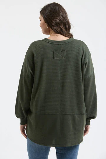 Dark Olive Patchwork Top