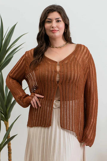 Copper Hook & Eye Closure Cardigan