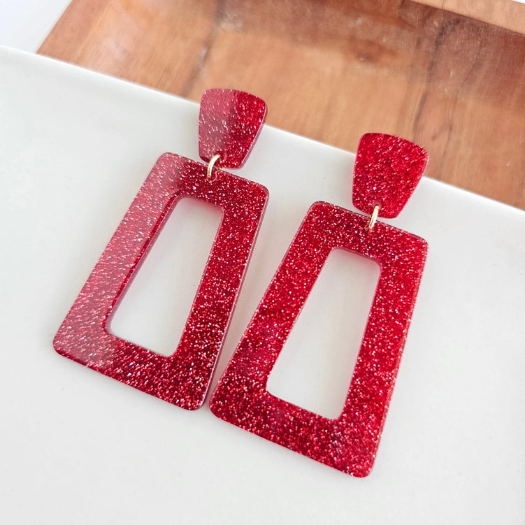 Red Glitter Avery Earrings