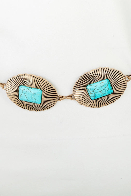 The West Turquoise Concho Oval Disc Chain Belt