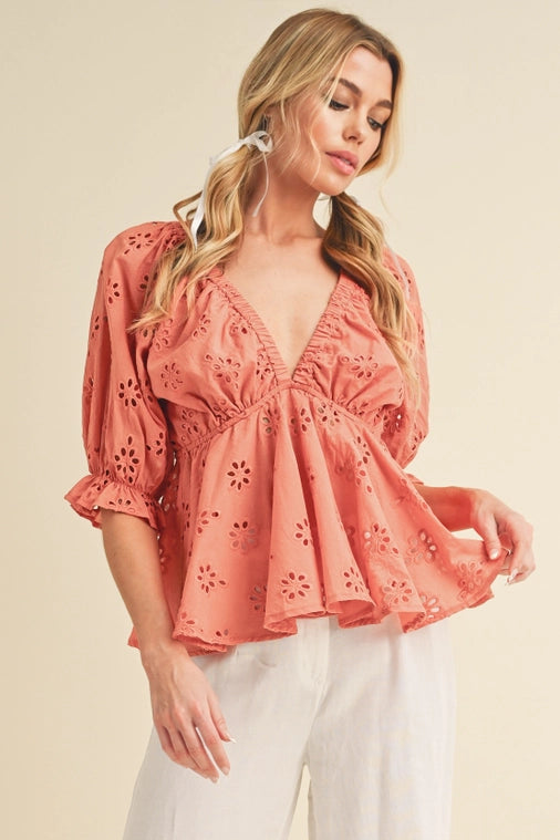 Hazel Eyelet Coral