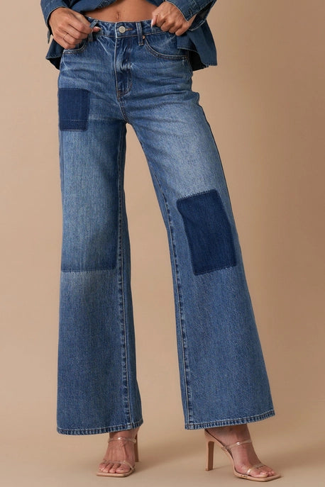 Relaxed Wide Leg Patchwork Jean