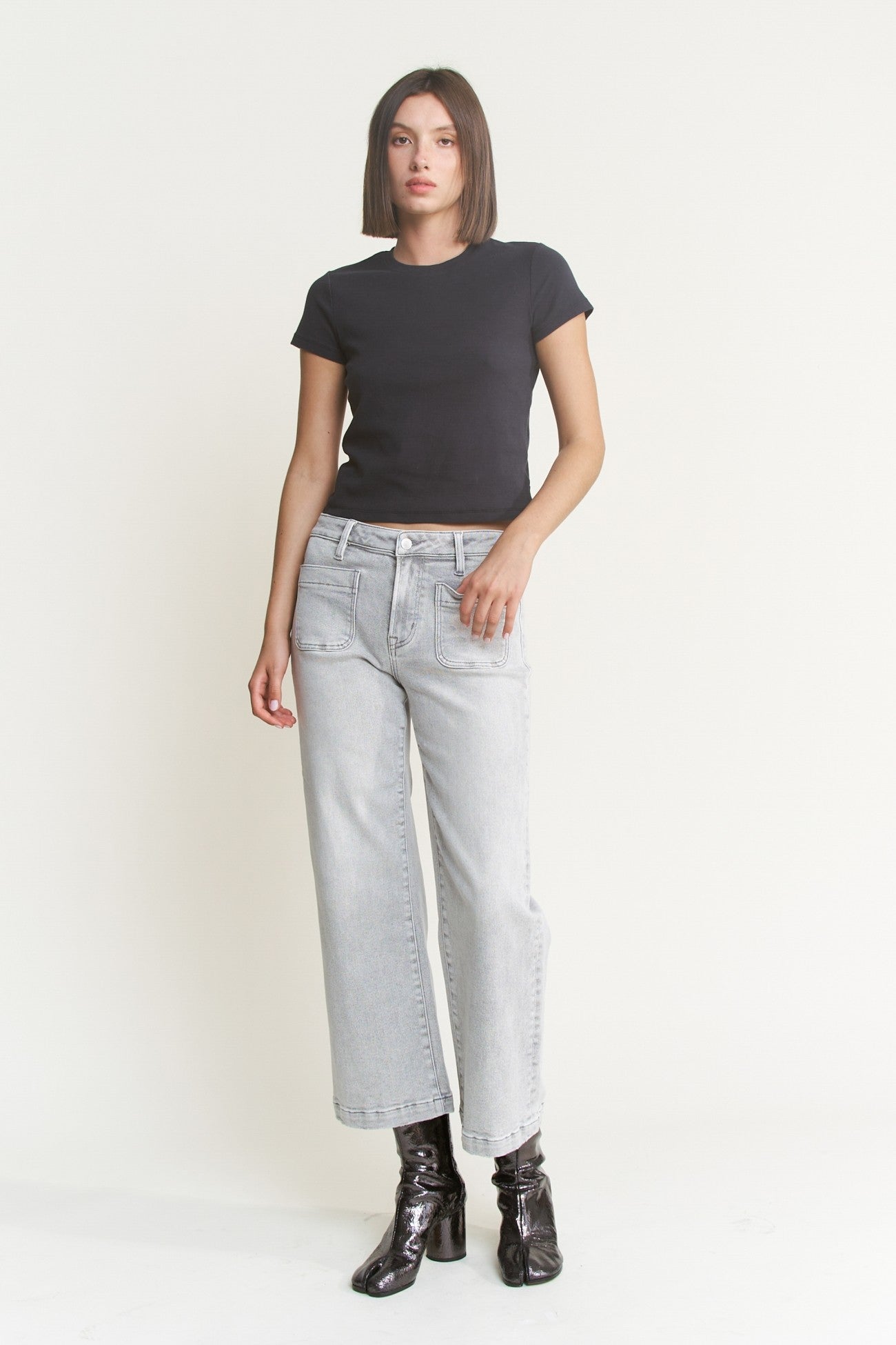 Nardo Grey High Rise Cropped Wide Leg