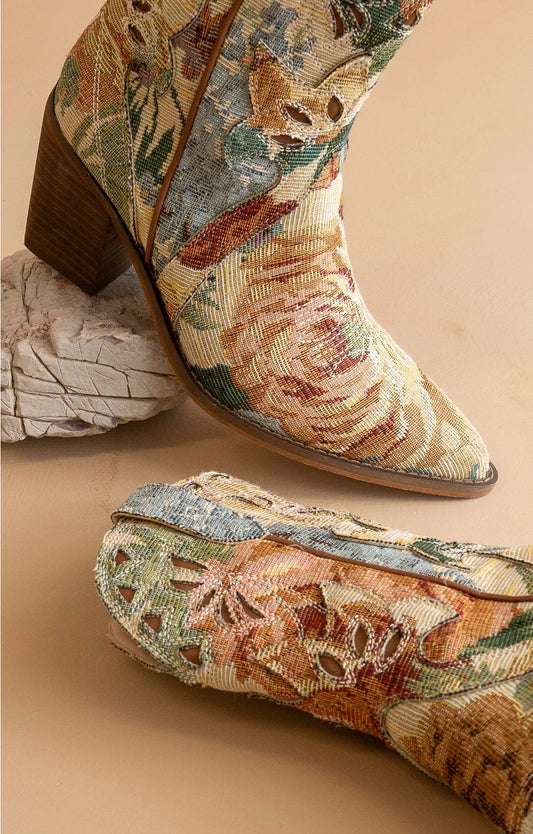 The Sorrel | Floral Western Tapestry Bootie