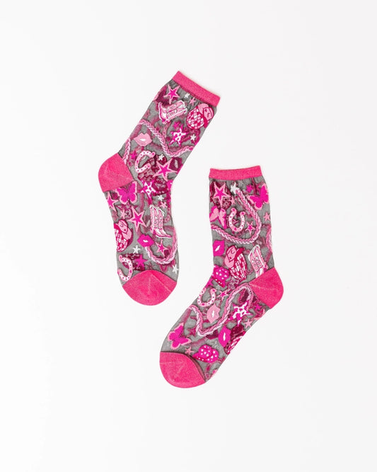 Disco Barbie Black Sheer Sock