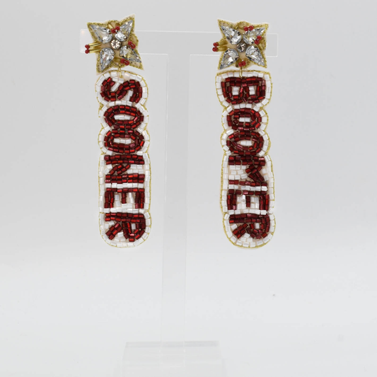 Boomer Sooner Beaded/Jeweled Earrings T24