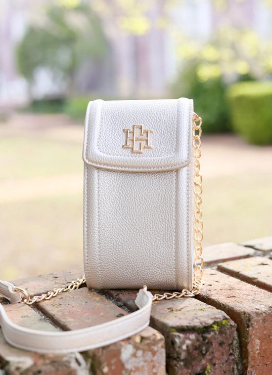 Paige Cell Phone Crossbody in Pearl