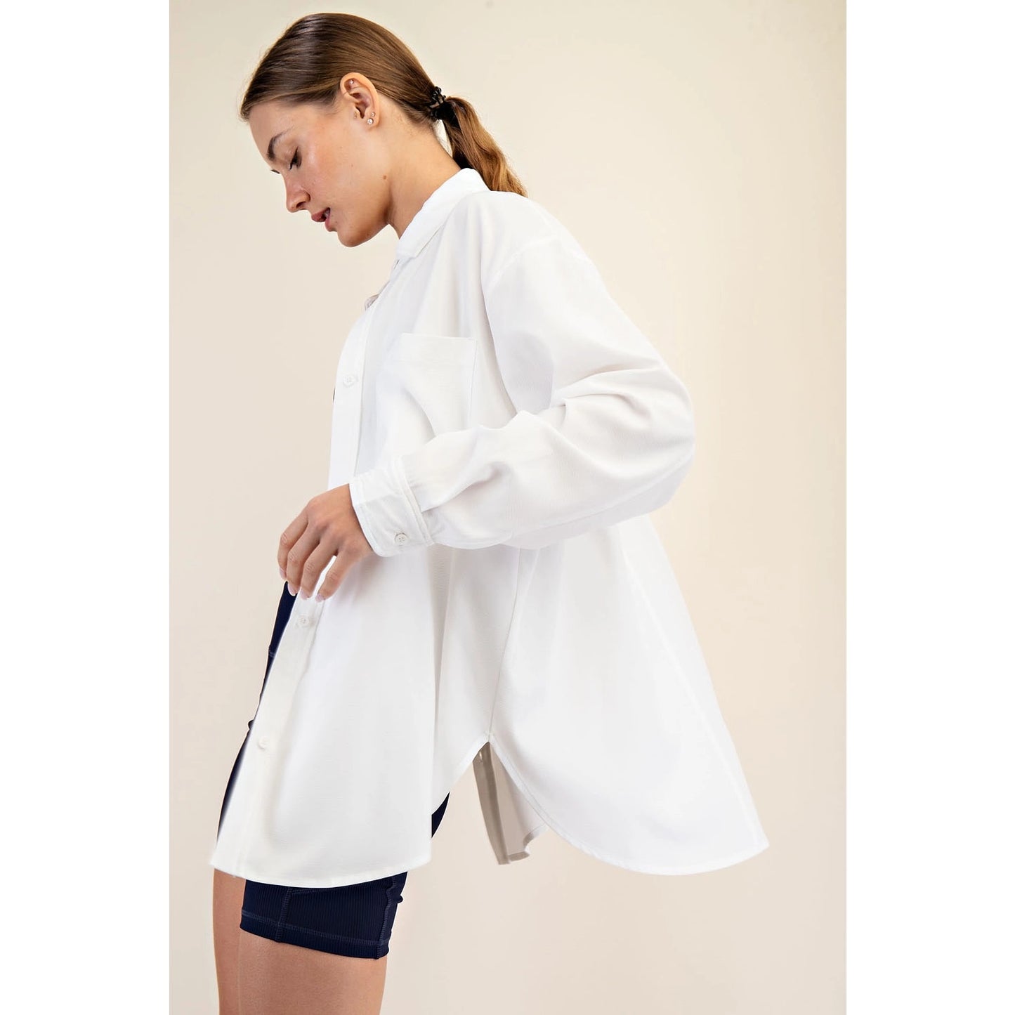 Ivory Crinkle Oversized Shirt
