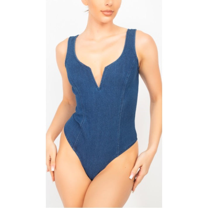 Sleeveless Denim Bodysuit