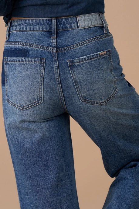 Relaxed Wide Leg Patchwork Jean
