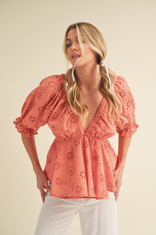 Hazel Eyelet Coral