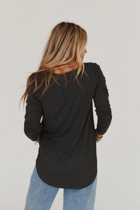 Charcoal Long Sleeve Bralette Tee