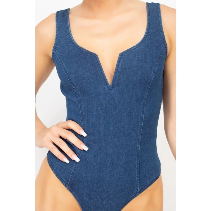 Sleeveless Denim Bodysuit