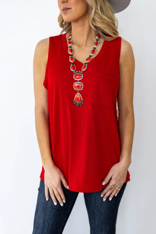 Red Everyday Ribbed Tank