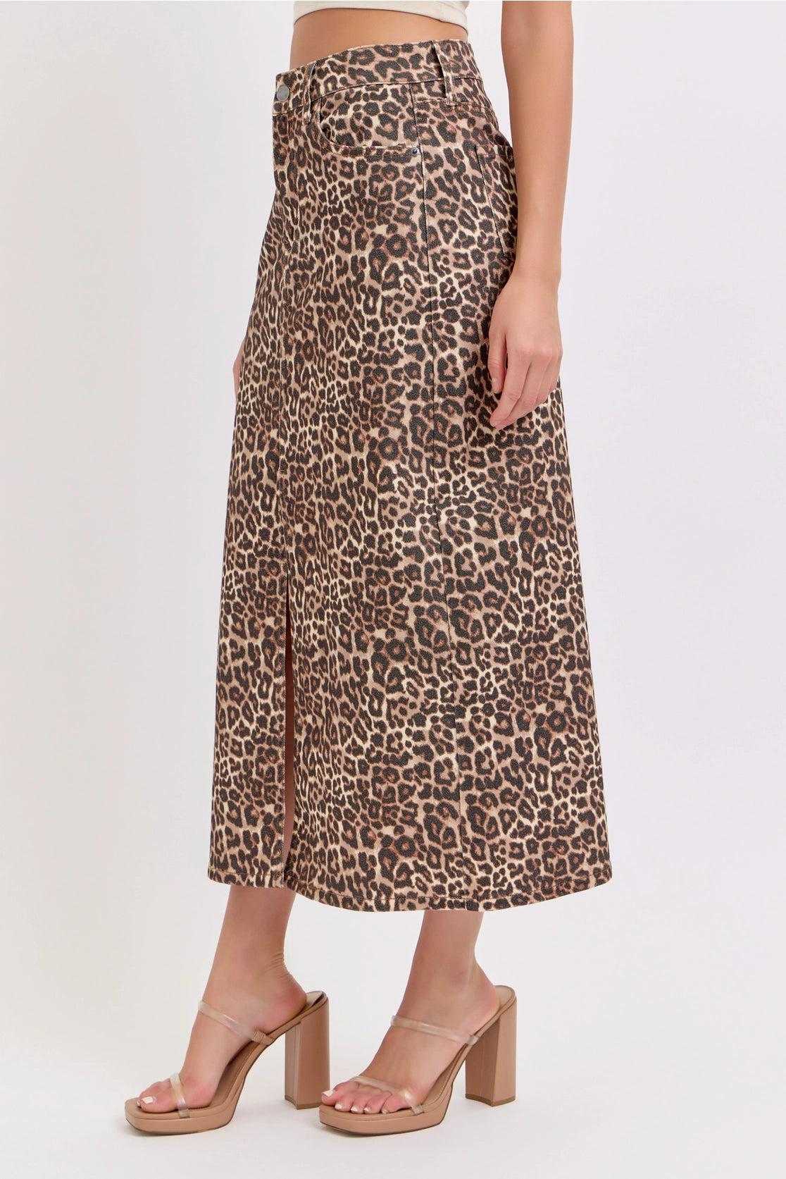 Leopard Denim Skirt