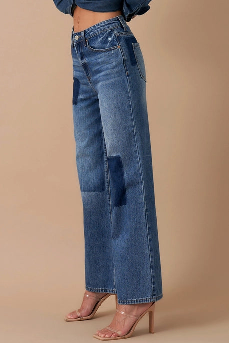 Relaxed Wide Leg Patchwork Jean