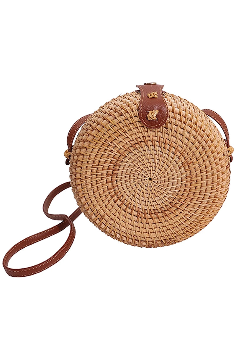 Genuine Rattan Straw Macaron Shell Bag