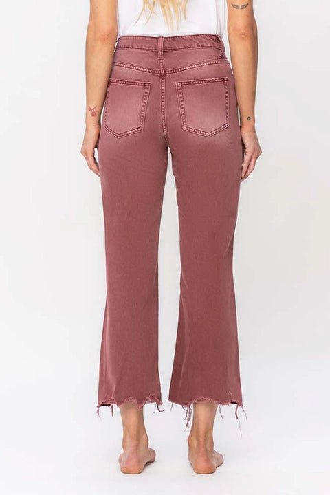90s Vintage Crop Flares Russet Brown