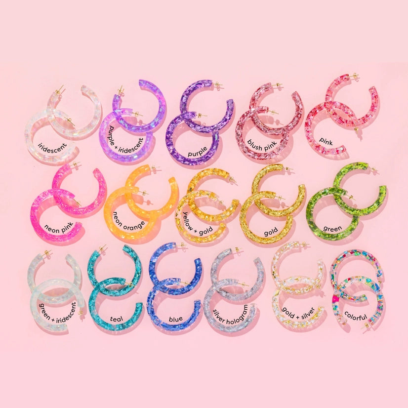 Iridescent Confetti Hoops