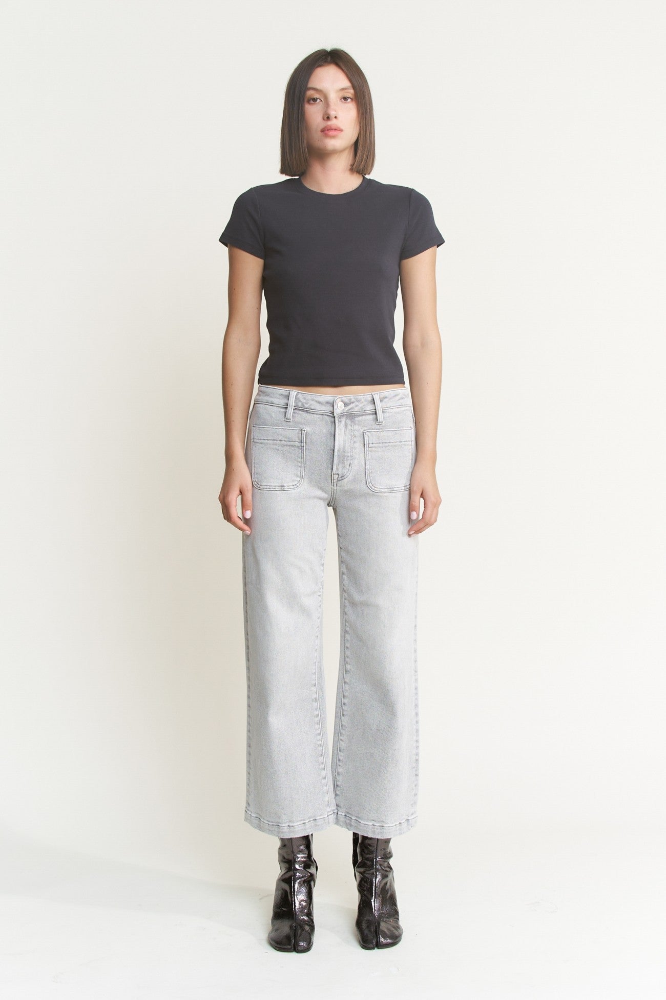 Nardo Grey High Rise Cropped Wide Leg