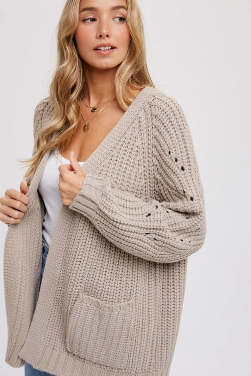 Mushroom Chunky Pointelle Cardigan