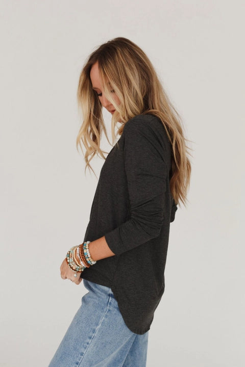 Charcoal Long Sleeve Bralette Tee