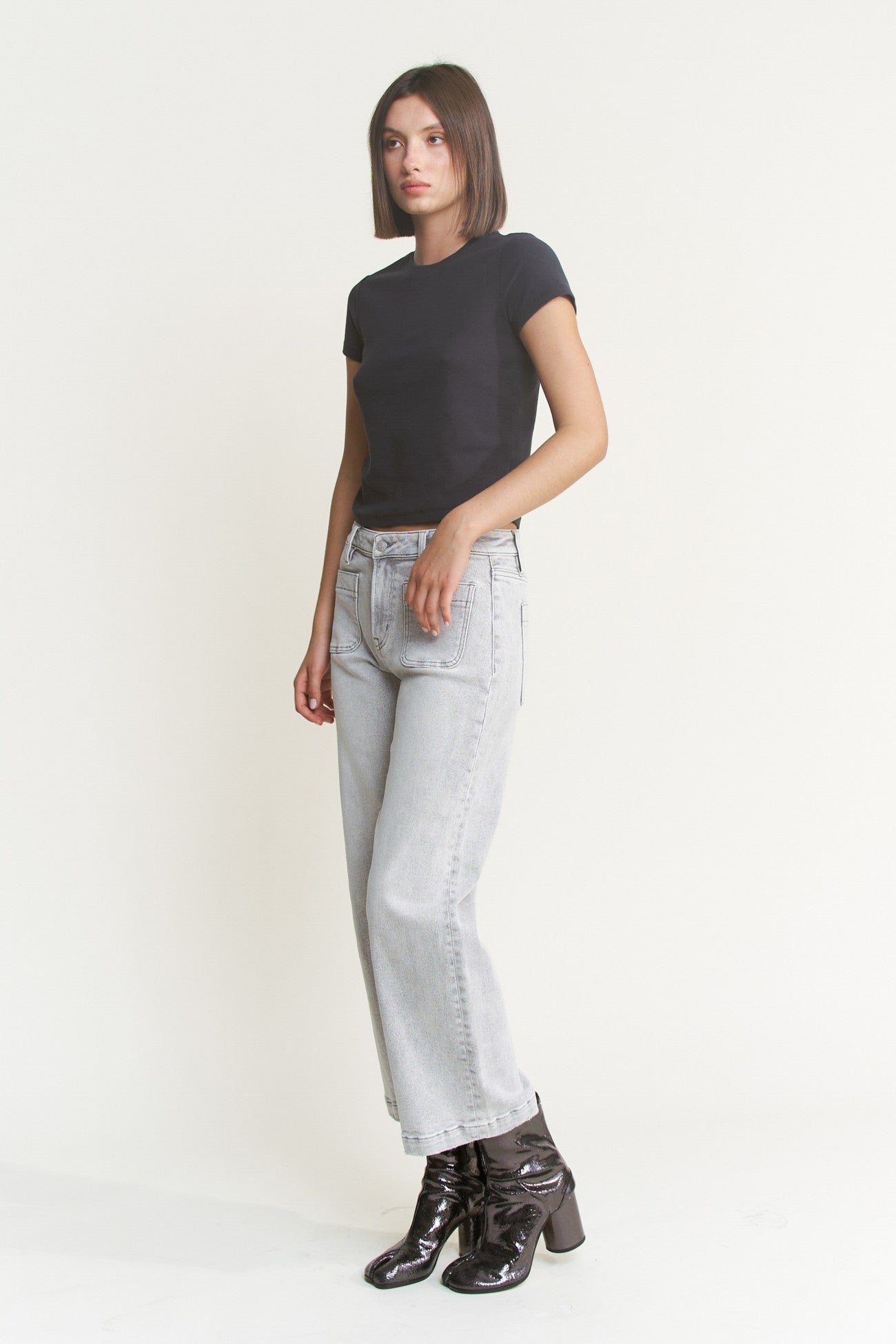 Nardo Grey High Rise Cropped Wide Leg