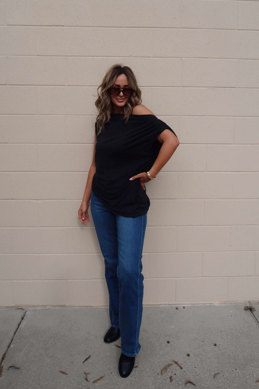 Free People Black Off The Shoulder Cascadia Tunic