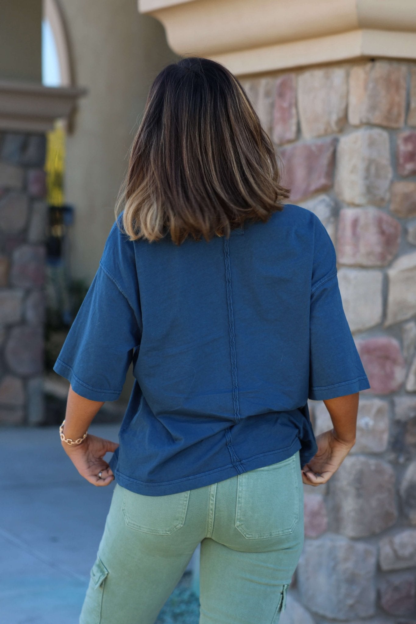 Free People Navy Perfect Oversized Tee