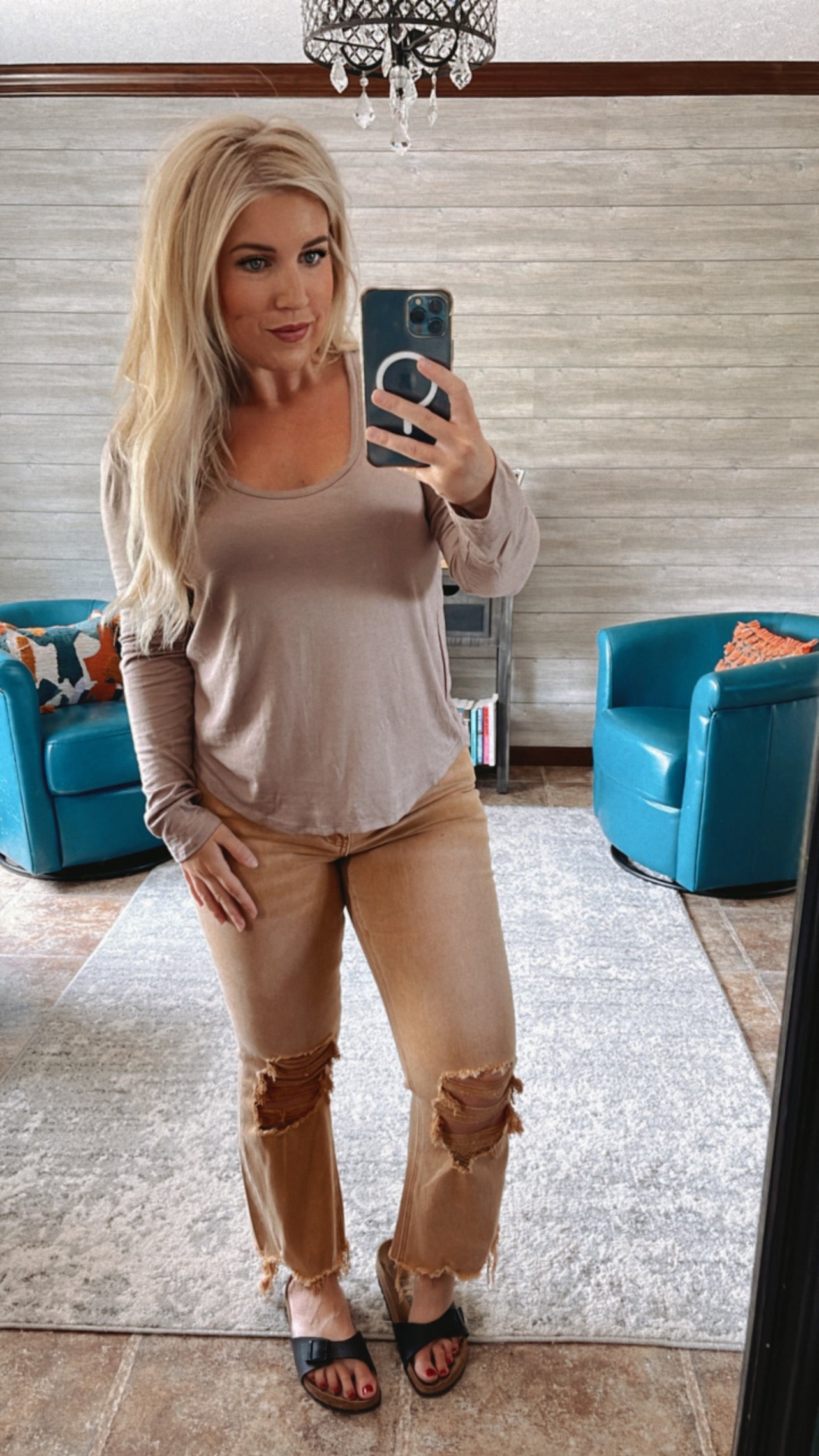 Light Mocha Long Sleeve Bralette Tee