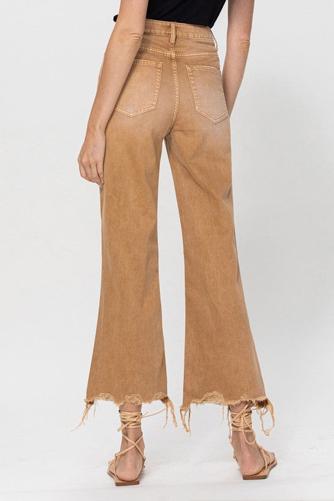 90s Vintage Crop Flares Army Khaki