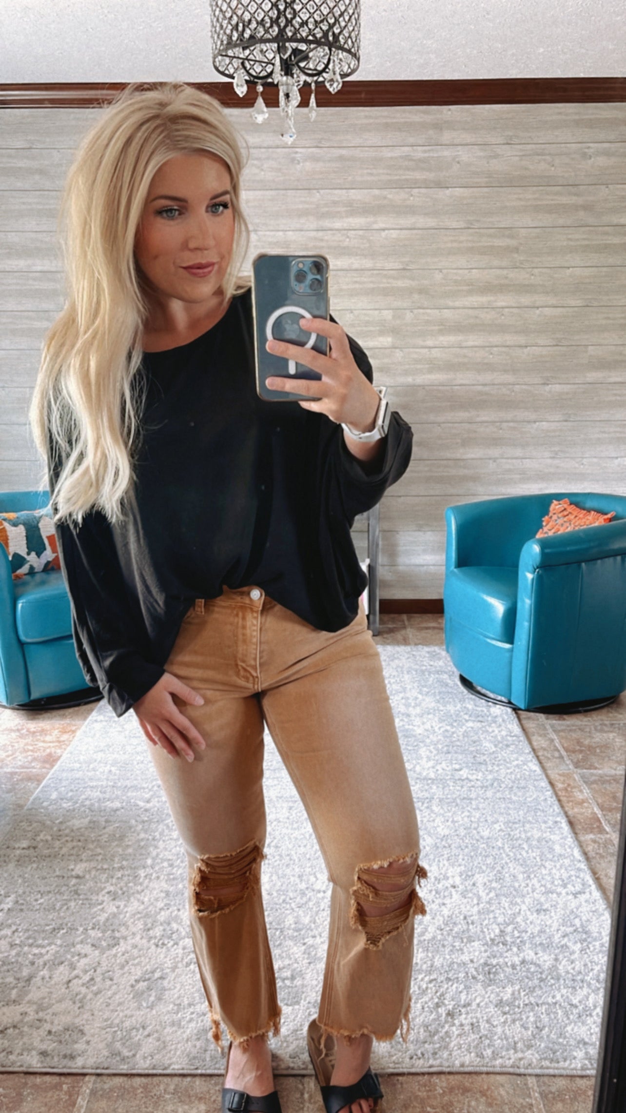 Black Batwing Sleeve Knit Sweater