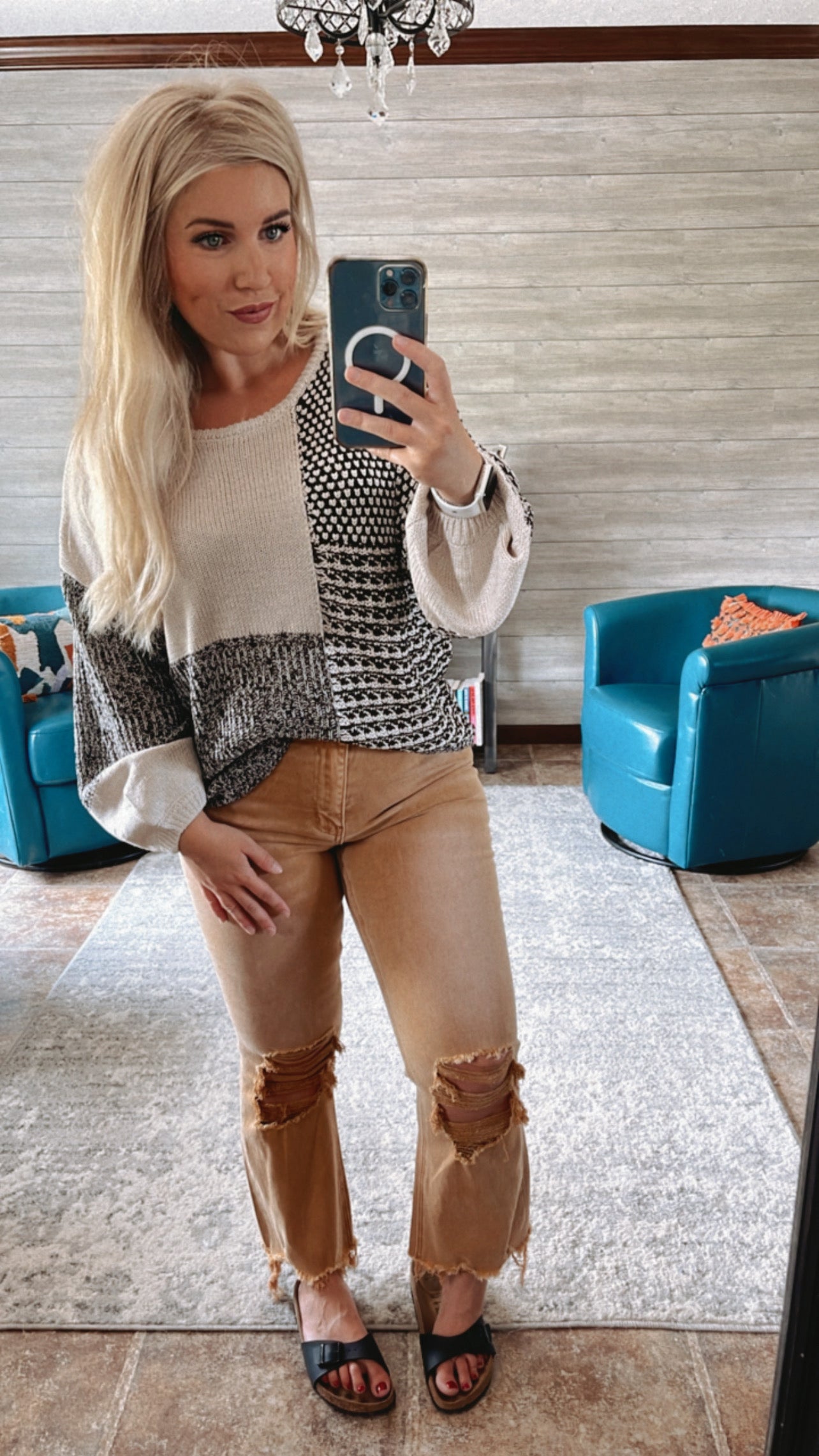drop shoulder knit sweater