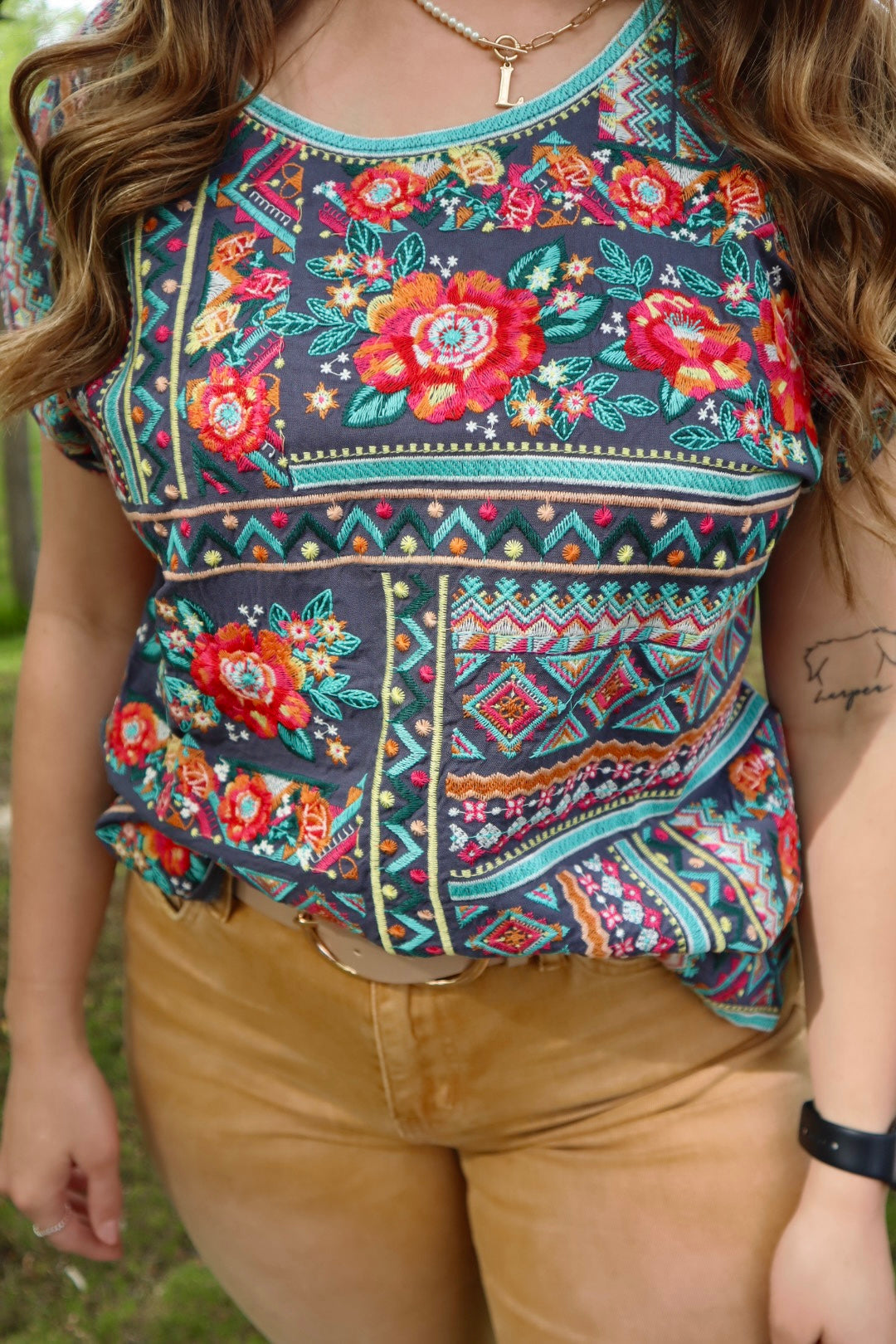 Oversized Embroidered Top