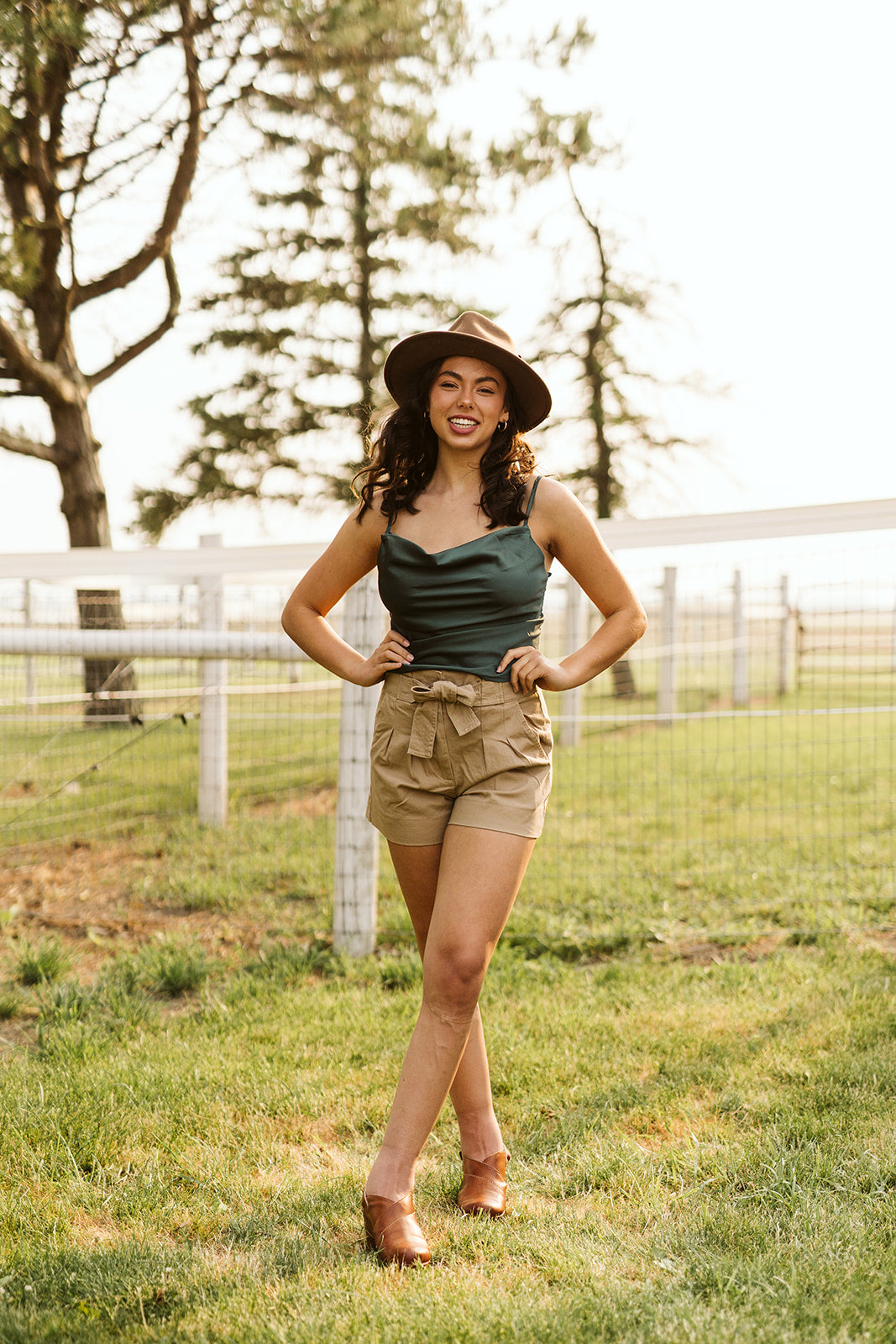 Deep Sage Satin Cowl Neck Cami