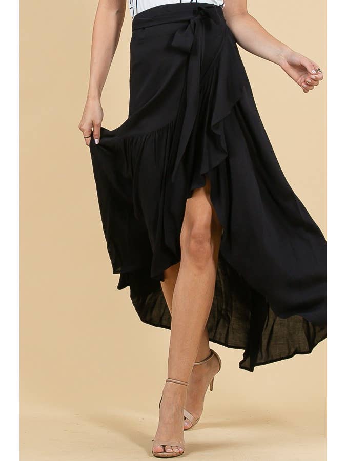 black midi wrap skirt
