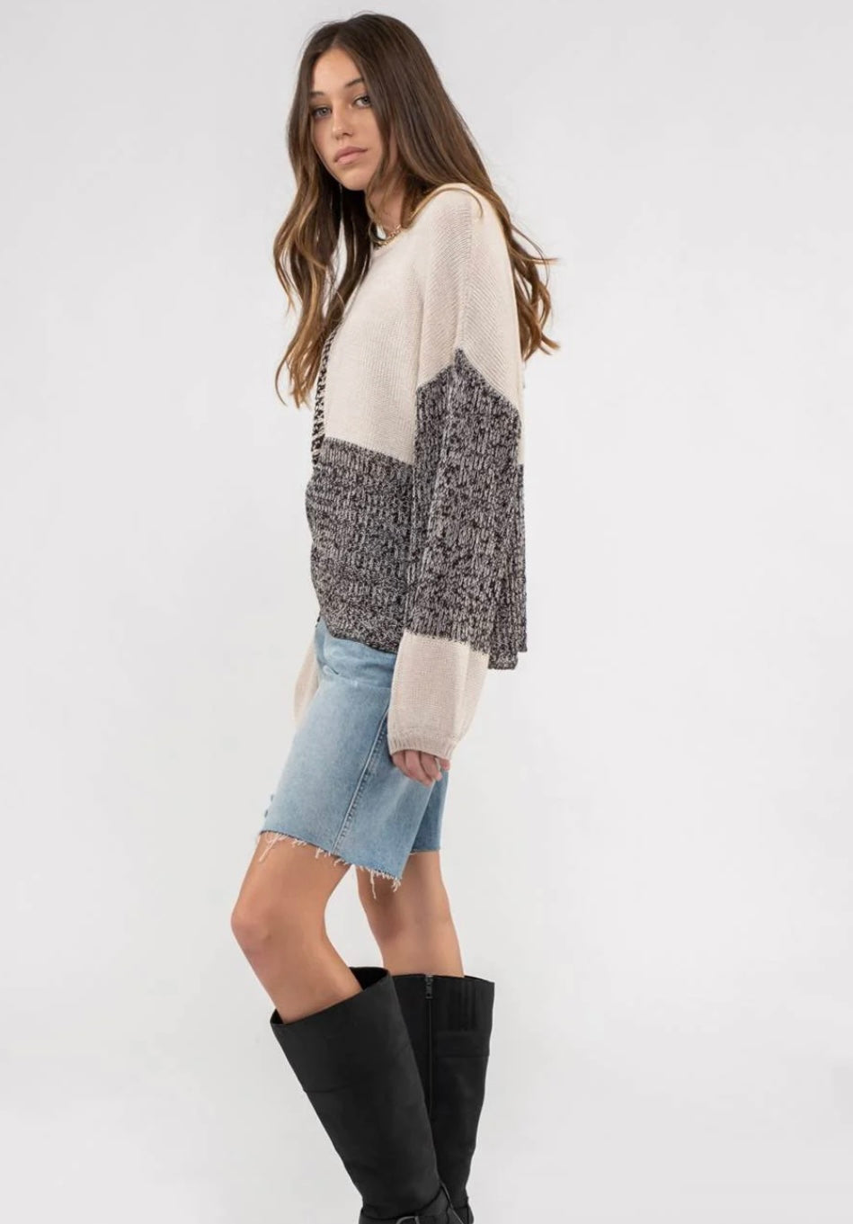drop shoulder knit sweater