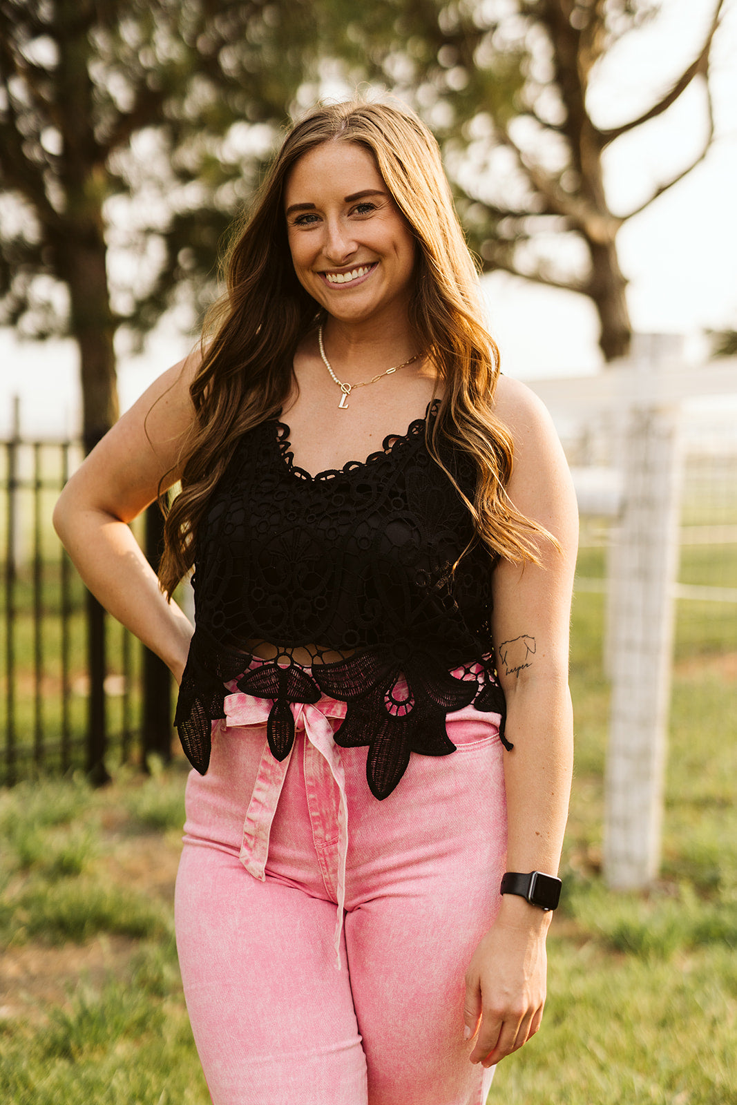 Floral Crochet Lace Cami • Black
