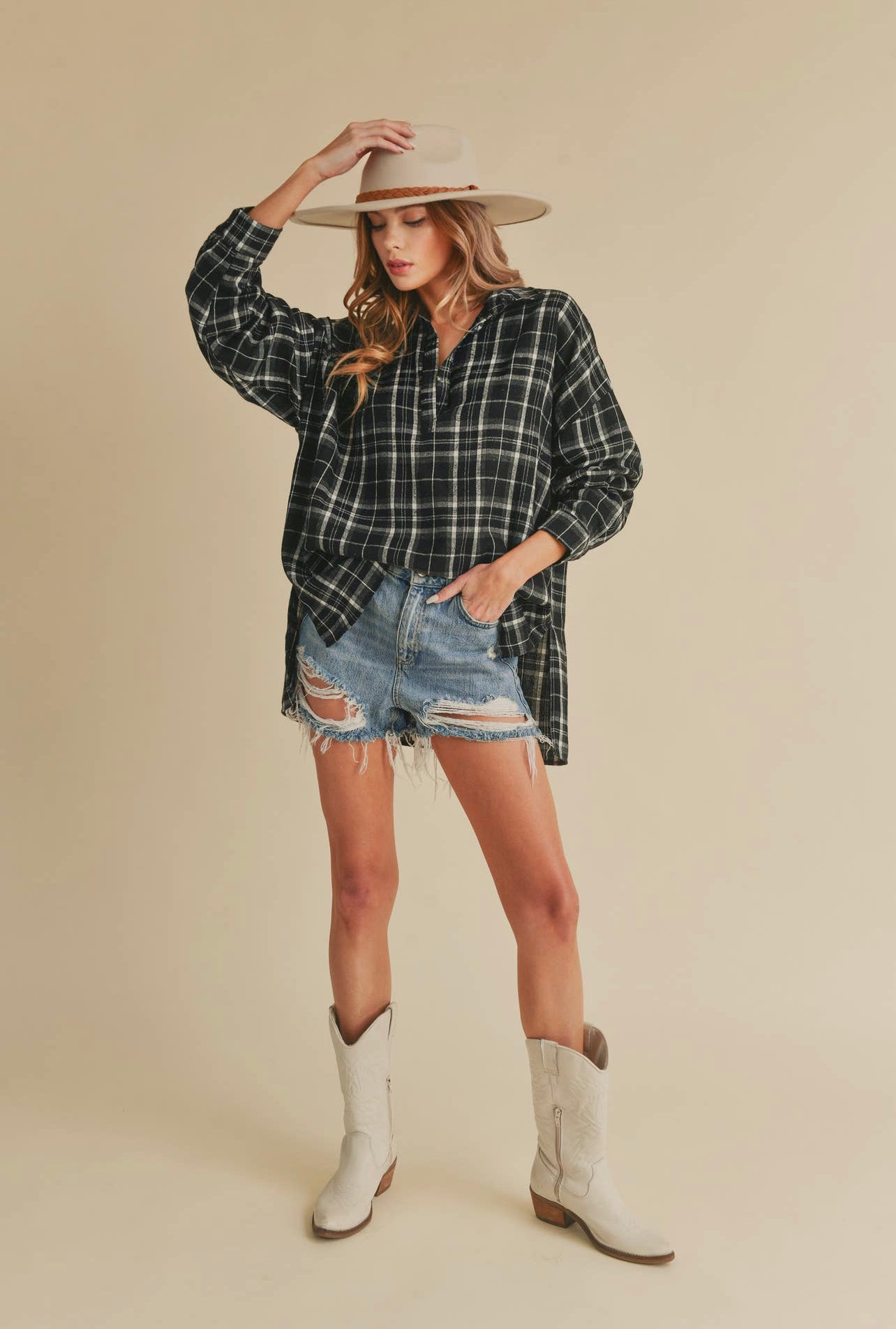 pullover plaid top