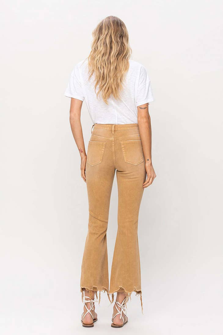 90s Vintage Crop Flares Army Khaki